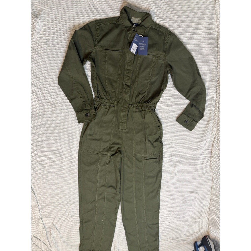 Universal Thread Womens Olive Green Long Sleeve Utility Flight Suit Jumpsuit 0